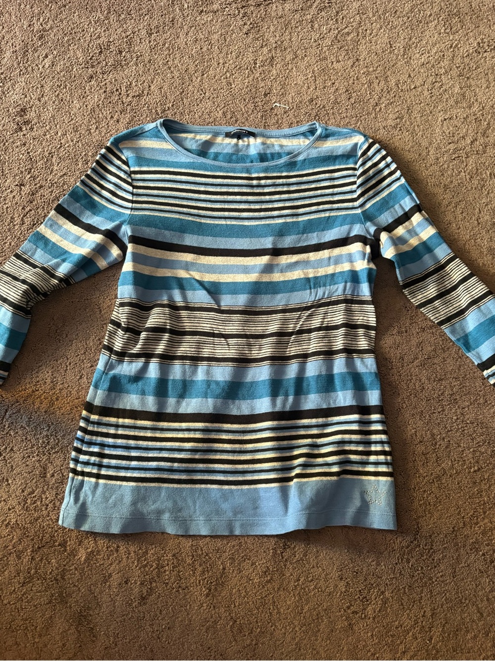 Women’s Light Blue Striped Long Sleeve Tee
